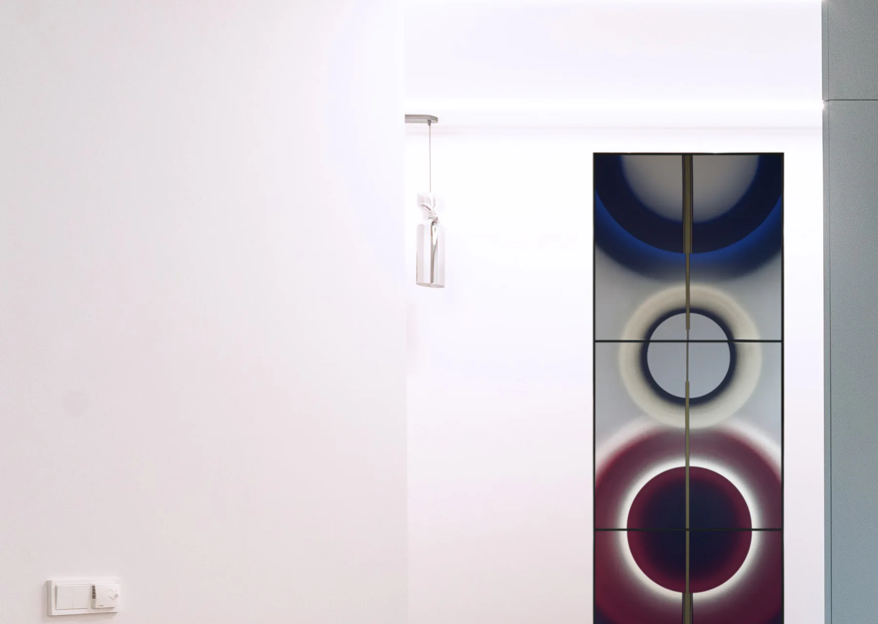 Pi Square exhibition view with paintings installed in a contemporary art fair setting