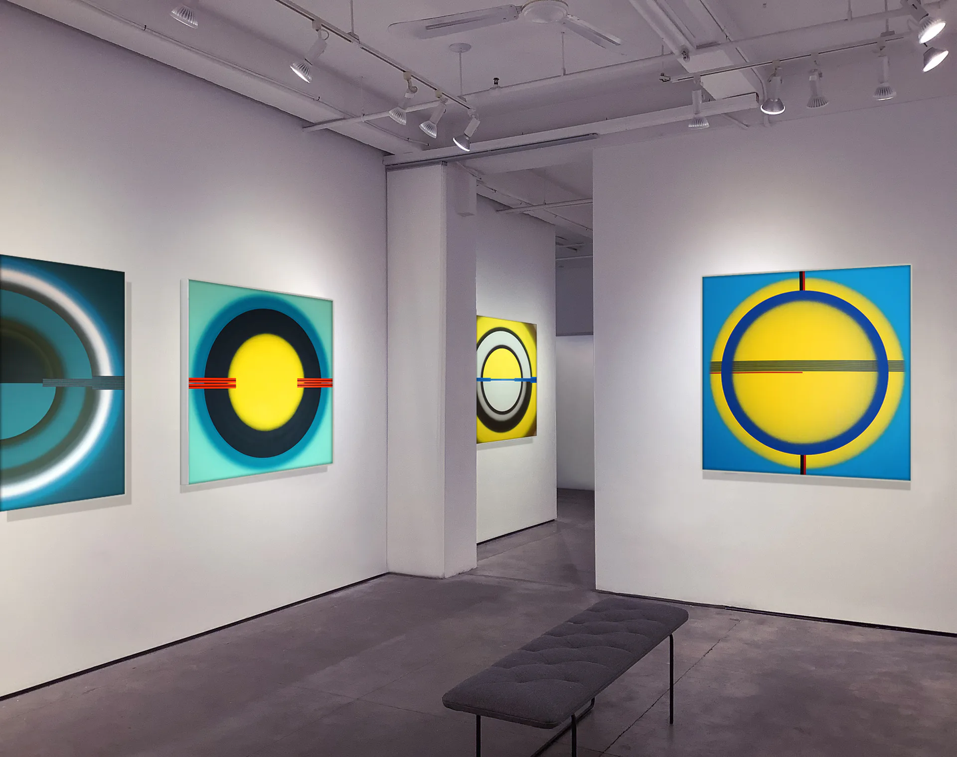 Pi Square exhibition view showing contemporary paintings in a gallery setting