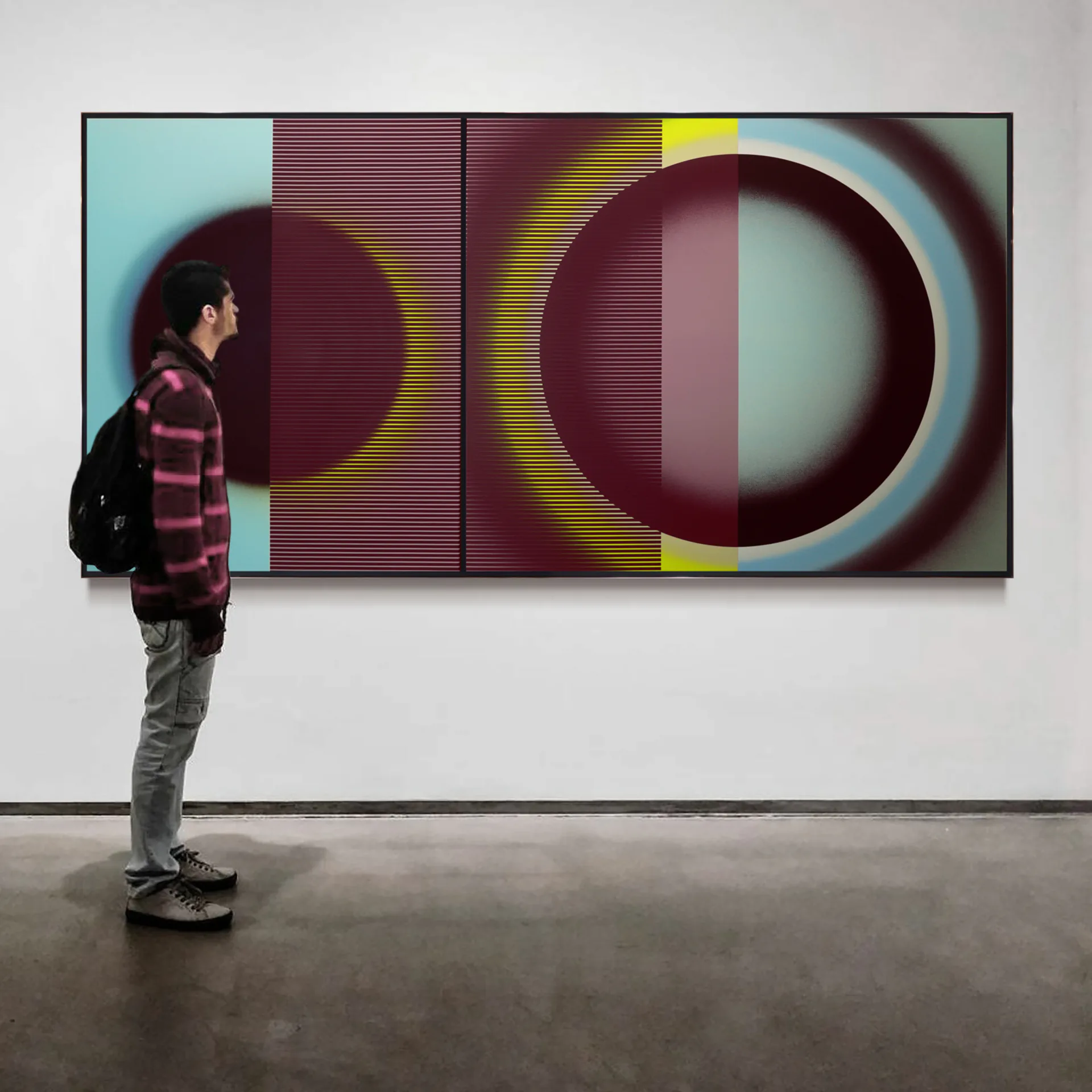Pi Square exhibition view showing contemporary paintings in a gallery setting