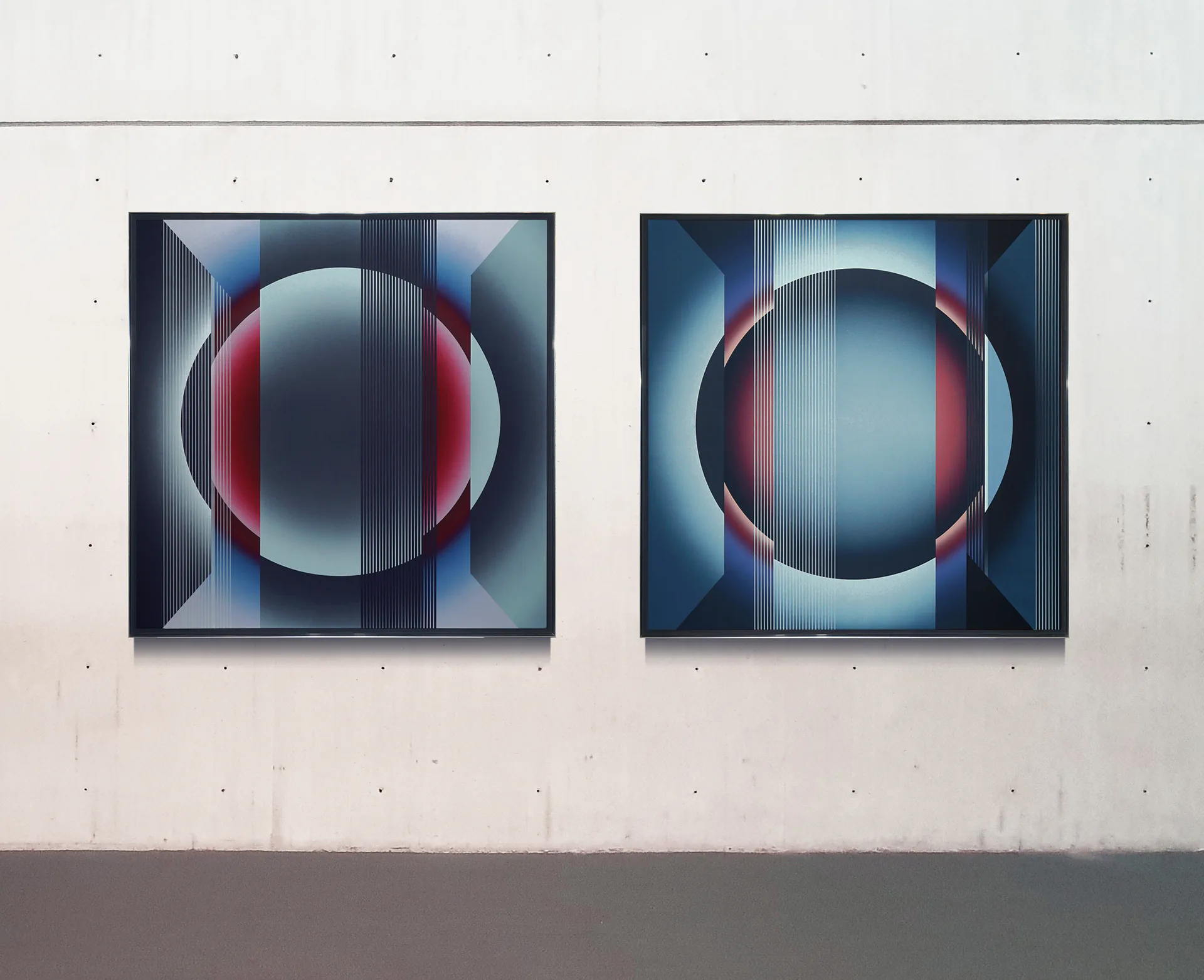 Pi Square exhibition view showing contemporary paintings in a gallery setting