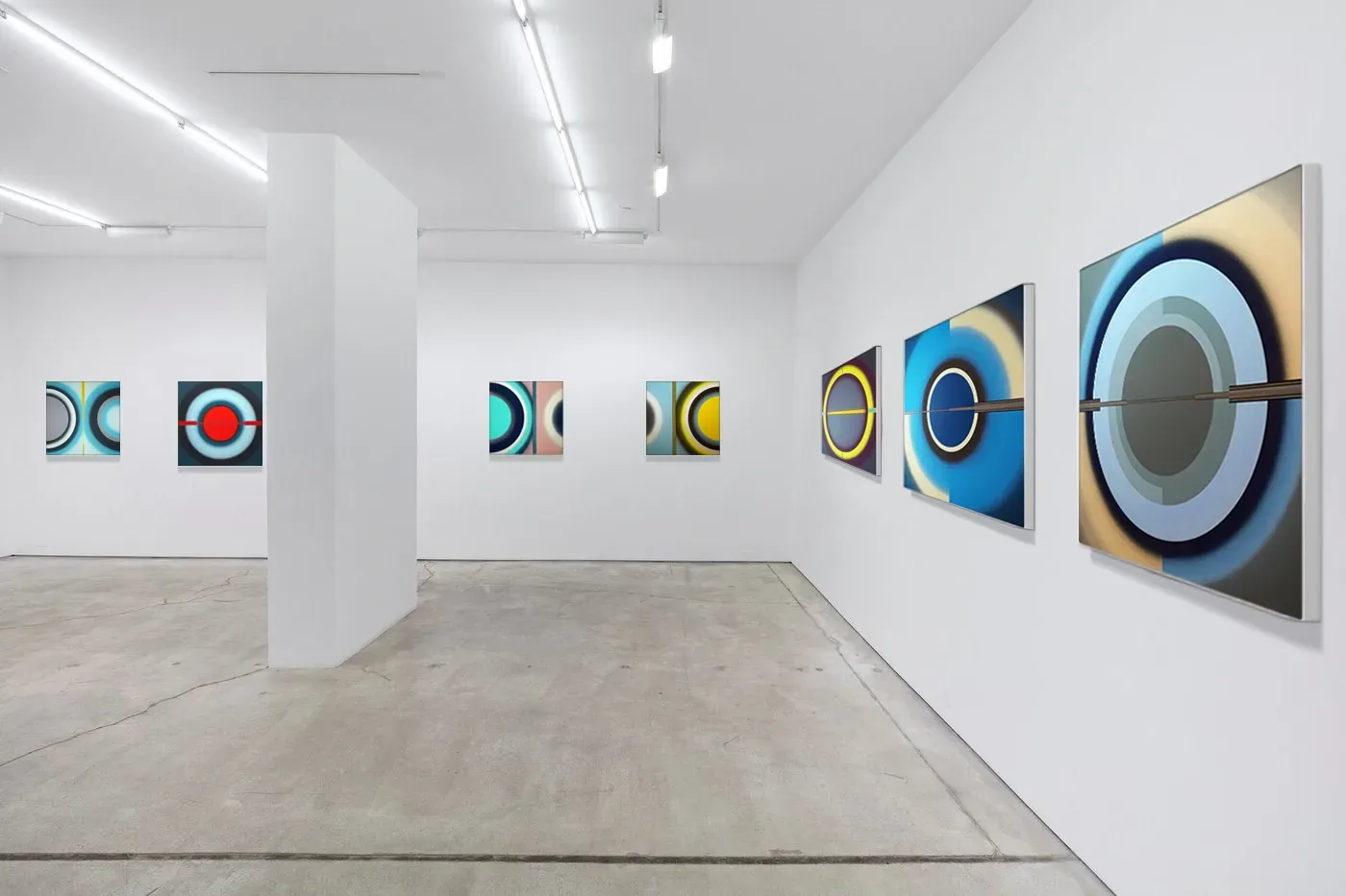 Pi Square exhibition view showing contemporary paintings in a gallery setting