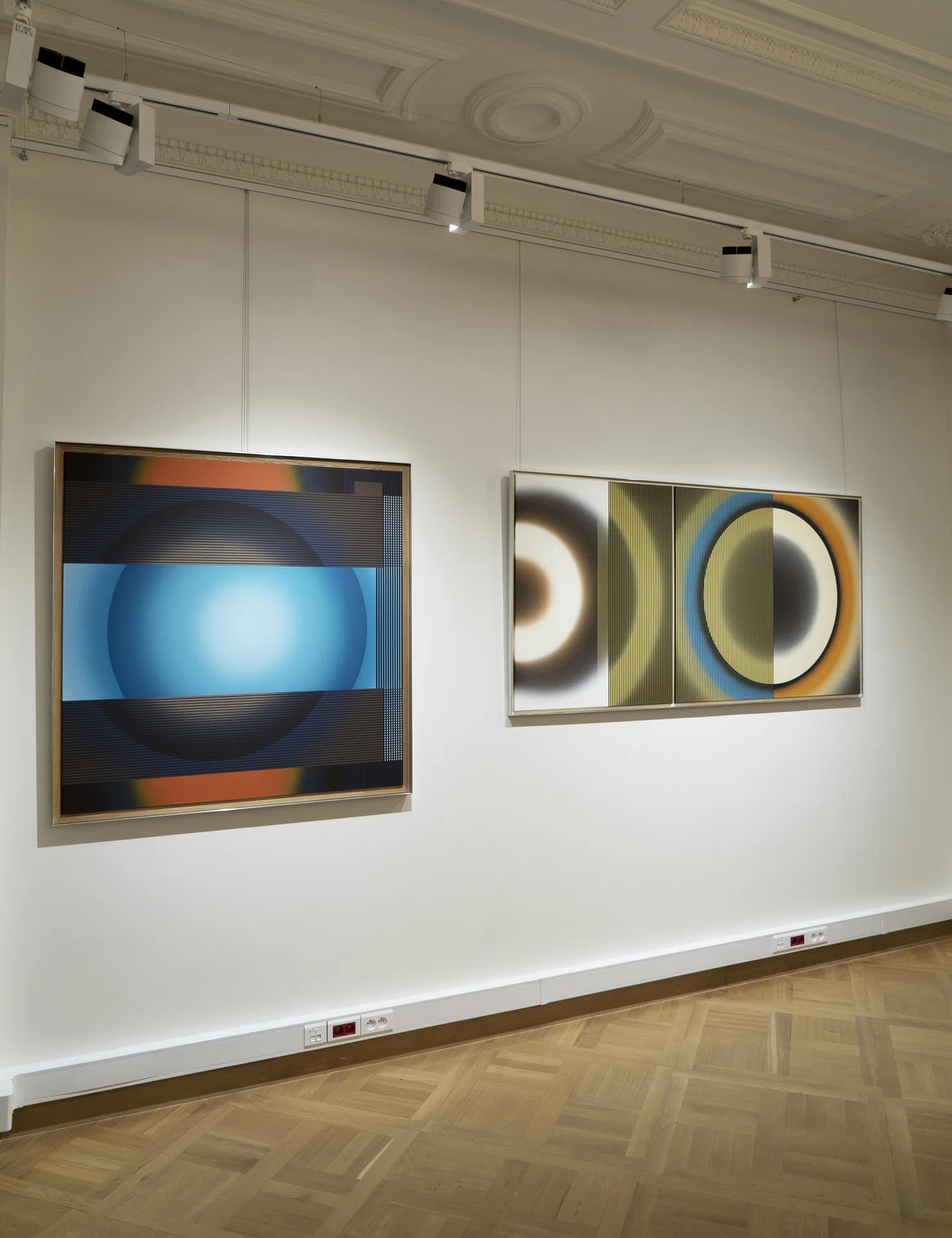 Pi Square exhibition view showing contemporary paintings in a gallery setting