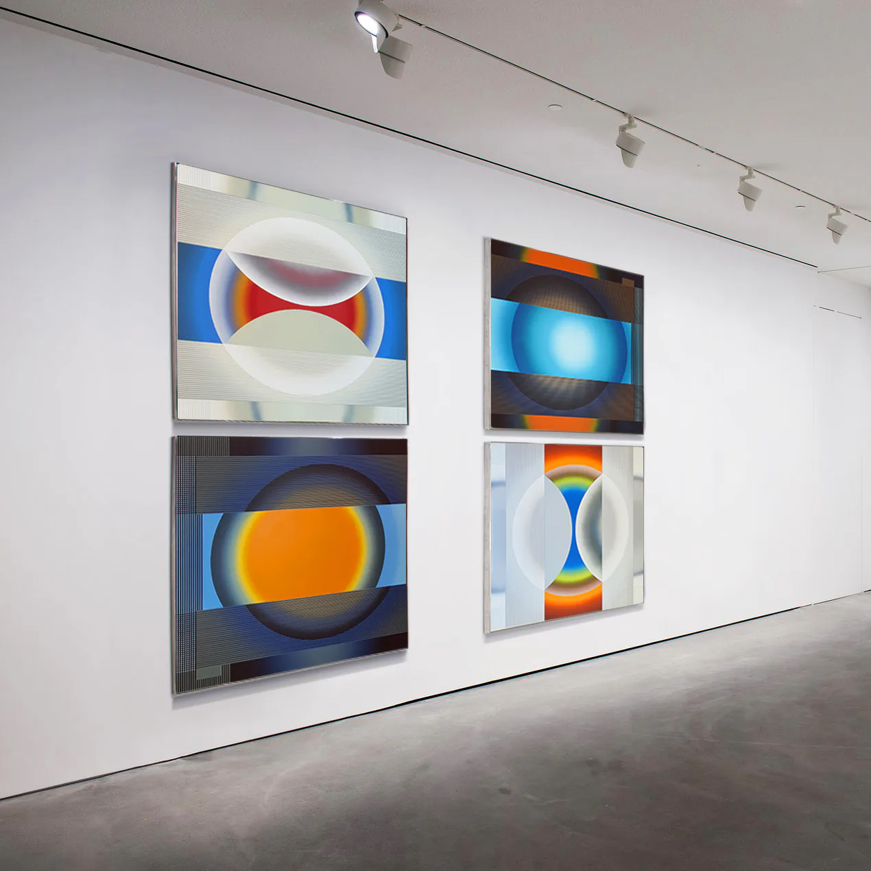 Pi Square exhibition view showing contemporary paintings in a gallery setting