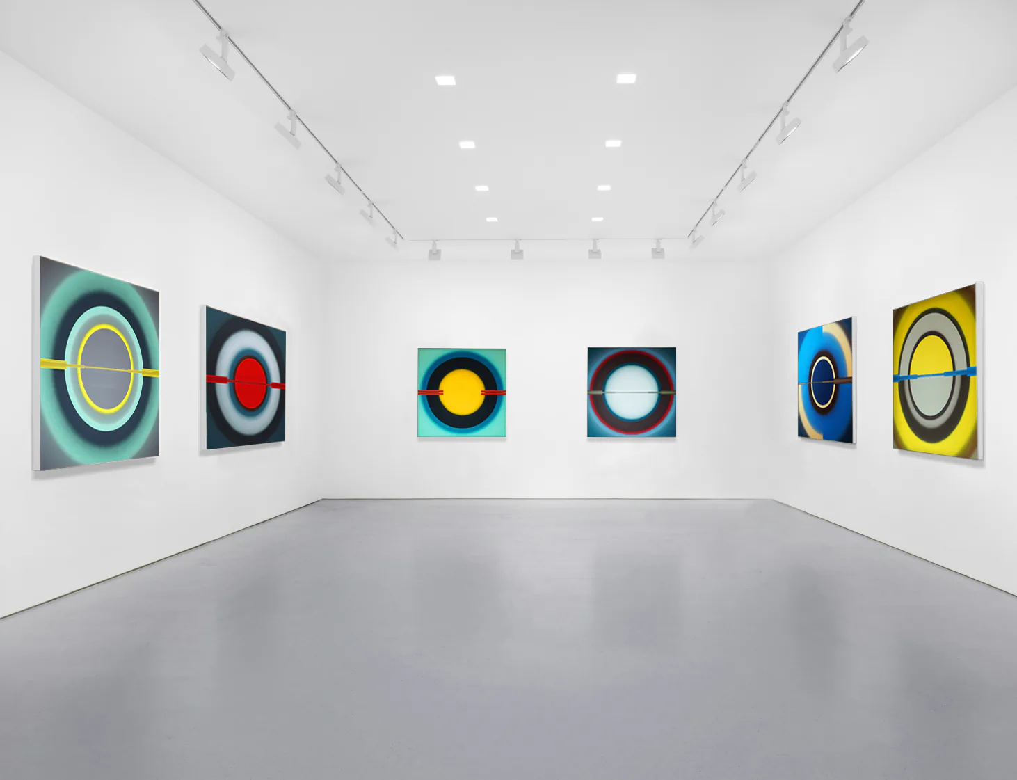 Pi Square exhibition view showing contemporary paintings in a gallery setting