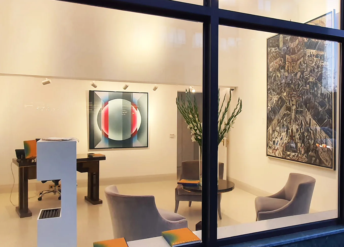 Pi Square exhibition view showing contemporary paintings in a gallery setting